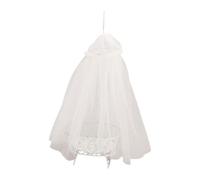 TTETTZ Miniature Cradle Dollhouse Miniature Crib Canopy Bed Model Toy Simulation Furniture Realistic Iron Yarn Construction Suitable for DIY Home Decoration, White