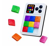 TTETTZ Portable Electronic Sliding Puzzle Game With LED Screen For Children Brain Training Interactive Toy With Embossed Geometric Blocks Handheld, White