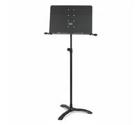 TTETTZ Portable Music Stand Adjustable Sheet Holder Tray Stand Folding Floor Base with Page Arms and Rubber Feet Height Range 104cm to 170cm Suitable for, Dark Night Black