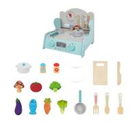 TTETTZ Simulation Miniature Kitchen Wooden Playset Children's Cooking Toy Role Play Accessories Promoting Social Skills for Kindergarten Family, Blue Set B