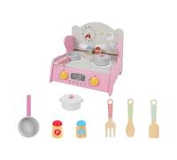 TTETTZ Simulation Miniature Kitchen Wooden Playset Children's Cooking Toy Role Play Accessories Promoting Social Skills for Kindergarten Family, Pink Set A