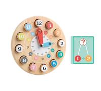 TTETTZ Wooden Clock Puzzle, Number Puzzles for Teaching Time, Stacking Sorter for 1-3 Year Olds
