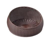 TTETTZ Woven Cat Bed Round Wicker Cat Basket Faux Rattan Cooling Washable Handmade Design Suitable for Cats Kittens Small Dogs Indoor Home Outdoor, Coffee