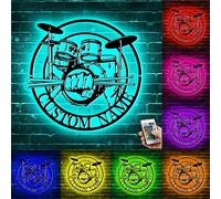 TTFEVVGX Personalized LED Drummer Metal Sign Light up Home Drumming Wall Art Drum Wall Art Neon Drummer LED Art Sign Birthday Fathers Day Home Decor Gift for Dad Men Son Boy Girl Music Lover
