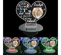 TTFEVVGX Personalized Photo Solar Lights Heart Memorial Stake God Holds You in His Arms I Hold You in The Palm of My Hand Outdoor Garden Yard Grave Decorations for Family Friends Pet Lover