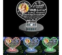TTFEVVGX Personalized Solar Memory Garden Lights Loss of Loved One Pet Cemetery Decorations Custom Photo Name Date Solar Light for Lawn Patio Yard Grave (Heart Solar Memorial Stake - 2)