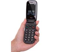 TTfone Lunar TT750 Big Button Simple Easy Clamshell Flip Mobile Phone Pay As You Go (O2 Bundle, Black)