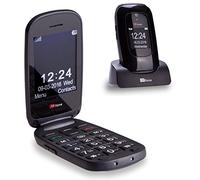 TTfone Lunar TT750 Big Button Simple Easy Clamshell Flip Mobile Phone Pay As You Go (O2 Bundle with £20 Credit, Black)