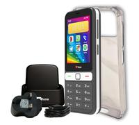 TTfone TT280 - Simple 4G Dual SIM Bar Phone with Android, 2.8" Touchscreen, Keypad, 2MP Camera, USB-C - Easy to Use Unlocked Mobile with Original Silicone Clear Case and Docking Station with Charger