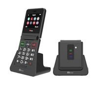 TTfone TT660 Flip Mobile Phone for Seniors - Folding Design, Big Buttons, Emergency Assistance, Long Battery Life - Pay As You Go (O2 PAYG, Black, with Dock Charger)
