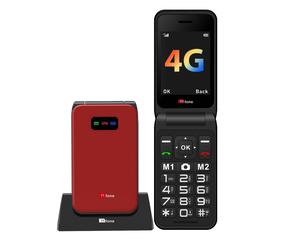 TTfone TT760 Red Flip 4G Big Button Mobile w/ Docking station & PAYG Vodafone