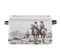 Ttgoth 1 PCS Storage Basket Western Cowboy Waterproof Foldable Canvas Storage Bin Laundry Basket Toy Clothes Organizer for Nursery Closet Shelf Office