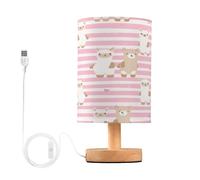 Ttgoth Alpaca Bedside Table Lamp for Bedroom LED Nightstand Lamp Desk Reading Light with USB Ports and Fabric Shade for Living Room Dorm Home Office