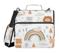 Ttgoth Animal Rainbow 3 Ring Zipper Binder 1.5 Inch Capacity Binder Organizer 500 Sheet with Shoulder Strap & Handle Multi-Pocket Expanding File Folder for School Office