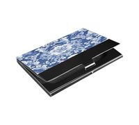 Ttgoth Antique Arabesque Business Card Holder for Men Women PU Leather & Stainless Steel Name Card Case Pocket Wallet ID Case for Travel and Work