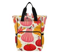 Ttgoth Autumn Pumpkin Diaper Bag Backpack Waterproof Baby Changing Bag with Insulated Bottle Holders Multi-Pocket Travel Nappy Backpack with Stroller Straps for Mum & Dad
