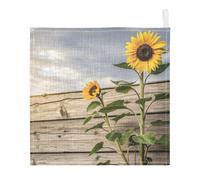 Ttgoth Autumn Sunflowers Baby Muslin Washcloths, 5 Pack 4-Layer Cotton Face Towels with Hanging Loop, Soft Absorbent Wash Cloths for Newborns, 30 x 30 cm