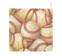 Ttgoth Baseball Baby Muslin Washcloths, 3 Pack 4-Layer Cotton Face Towels with Hanging Loop, Soft Absorbent Wash Cloths for Newborns, 30 x 30 cm