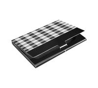 Ttgoth Black and White Buffalo Plaid Business Card Holder for Men Women PU Leather & Stainless Steel Name Card Case Pocket Wallet ID Case for Travel and Work