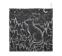 Ttgoth Black Cats Baby Muslin Washcloths, 5 Pack 4-Layer Cotton Face Towels with Hanging Loop, Soft Absorbent Wash Cloths for Newborns, 30 x 30 cm