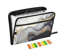 Ttgoth Black Gold Marble Accordion File Organizer 13 Pockets Expanding File Folder with Labels A4 Document Holder Portable Receipt & Document Organizer for School, Office & Business