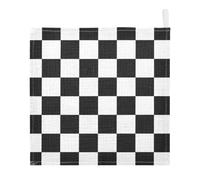 Ttgoth Black White Plaid Baby Muslin Washcloths, 3 Pack 4-Layer Cotton Face Towels with Hanging Loop, Soft Absorbent Wash Cloths for Newborns, 30 x 30 cm