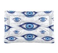 Ttgoth Blue Evil Eyes Dog Bed Mat Crate Pad Soft Washable Kennel Pad Pet Sleeping Mat with Anti-Slip Bottom for Large Medium Small Dogs, 45.7x60.9 cm