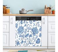 Ttgoth Blue White Floral Dishwasher Magnet Cover Decorative Magnetic Dish Washer Front Door Cover Panel Decal Trimmable Magnet Sticker for Kitchen Appliance Decor 23 x 26 Inch