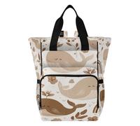Ttgoth Boho Whales Diaper Bag Backpack Waterproof Baby Changing Bag with Insulated Bottle Holders Multi-Pocket Travel Nappy Backpack with Stroller Straps for Mum & Dad