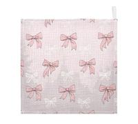 Ttgoth Bow Baby Muslin Washcloths, 3 Pack 4-Layer Cotton Face Towels with Hanging Loop, Soft Absorbent Wash Cloths for Newborns, 30 x 30 cm