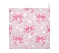 Ttgoth Bow Baby Muslin Washcloths, 3 Pack 4-Layer Cotton Face Towels with Hanging Loop, Soft Absorbent Wash Cloths for Newborns, 30 x 30 cm