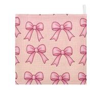 Ttgoth Bow Baby Muslin Washcloths, 5 Pack 4-Layer Cotton Face Towels with Hanging Loop, Soft Absorbent Wash Cloths for Newborns, 30 x 30 cm
