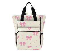 Ttgoth Bows Diaper Bag Backpack Waterproof Baby Changing Bag with Insulated Bottle Holders Multi-Pocket Travel Nappy Backpack with Stroller Straps for Mum & Dad