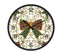 Ttgoth Bows Wall Clock with LED Night Light 30.5 cm Sound Control Silent Non-Ticking Wall Clock Battery Operated for Bedroom Living Room Kitchen Home Decor