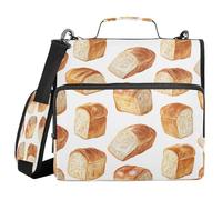 Ttgoth Bread Zipper Binder with Shoulder Strap 1.5 inch 3 Ring Multiple Pockets Expanding File Folder 13 Inch Laptop Organiser School & Office Supplies