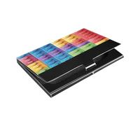 Ttgoth Building Blocks Business Card Holder for Men Women PU Leather & Stainless Steel Name Card Case Pocket Wallet ID Case for Travel and Work