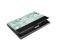 Ttgoth Butterflies and Dragonflies Business Card Holder for Men Women PU Leather & Stainless Steel Name Card Case Pocket Wallet ID Case for Travel and Work