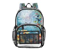 Ttgoth Butterfly Tulips Clear Backpack Heavy Duty Stadium Approved Transparent Backpack See Through Bookbag with Multiple Pockets for School, Security, Work & Trave