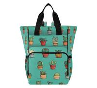 Ttgoth Cactus Diaper Bag Backpack Waterproof Baby Changing Bag with Insulated Bottle Holders Multi-Pocket Travel Nappy Backpack with Stroller Straps for Mum & Dad