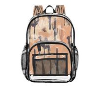 Ttgoth Camel Cactus Clear Backpack Heavy Duty Stadium Approved Transparent Backpack See Through Bookbag with Multiple Pockets for School, Security, Work & Trave