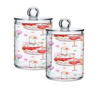 Ttgoth Carousel Horses Qtip Holder Dispenser Acrylic Bathroom Jars 2 PCS Apothecary Jar Makeup Organizer for Cotton Pad, Bud, Swab, Ball