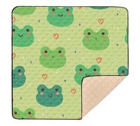 Ttgoth Cartoon Frog Baby Play Mat for Floor 127x127cm Soft Foldable Crawling Mat Waterproof Non-Slip Floor Mat Kids Playmat for Infants Babies Toddlers