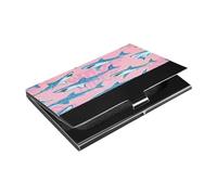 Ttgoth Cartoon Sharks Business Card Holder for Men Women PU Leather & Stainless Steel Name Card Case Pocket Wallet ID Case for Travel and Work