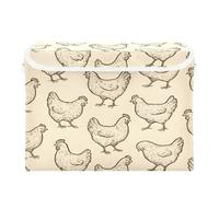 Ttgoth Chicken Pattern Storage Bins with Lid & Handles Foldable Fabric Storage Boxes Decorative Basket Shelf & Closet Organiser for Bedroom Nursery Dorm