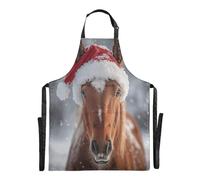 Ttgoth Christmas Horse Bib Aprons for Women Men | Chef, Kitchen Apron with Adjustable Neck and Large Pockets for Cooking, Baking, Cafe, Gardening