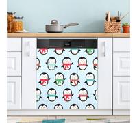 Ttgoth Christmas Penguin Dishwasher Magnet Cover Decorative Magnetic Dish Washer Front Door Cover Panel Decal Trimmable Magnet Sticker for Kitchen Appliance Decor 23 x 26 Inch