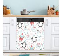 Ttgoth Christmas Penguin Dishwasher Magnet Cover Decorative Magnetic Dish Washer Front Door Cover Panel Decal Trimmable Magnet Sticker for Kitchen Appliance Decor 23 x 26 Inch