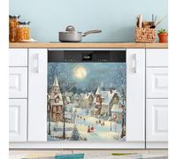 Ttgoth Christmas Village Dishwasher Magnet Cover Decorative Magnetic Dish Washer Front Door Cover Panel Decal Trimmable Magnet Sticker for Kitchen Appliance Decor 23 x 26 Inch