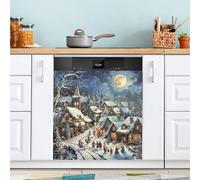 Ttgoth Christmas Village Dishwasher Magnet Cover Decorative Magnetic Dish Washer Front Door Cover Panel Decal Trimmable Magnet Sticker for Kitchen Appliance Decor 23 x 26 Inch