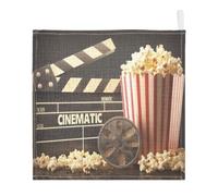 Ttgoth Cinema Theme Baby Muslin Washcloths, 5 Pack 4-Layer Cotton Face Towels with Hanging Loop, Soft Absorbent Wash Cloths for Newborns, 30 x 30 cm